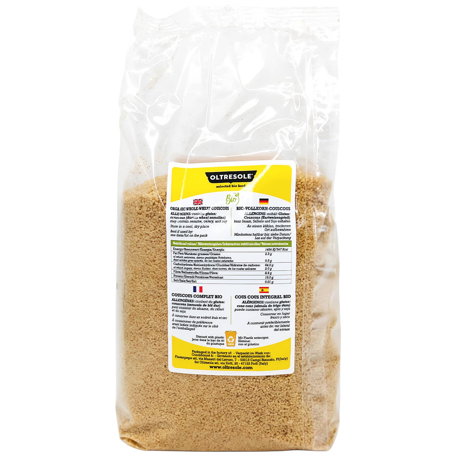 Oltresole - Wholesale Whole Grains - ORGANIC WHOLEMEAL COUSCOUS 1 Kg3