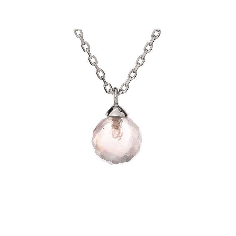 OPALOOK France - Wholesale Pendant/Charm Necklace - Natural rose quartz necklace, sterling silver, length 42 + 3 cm
