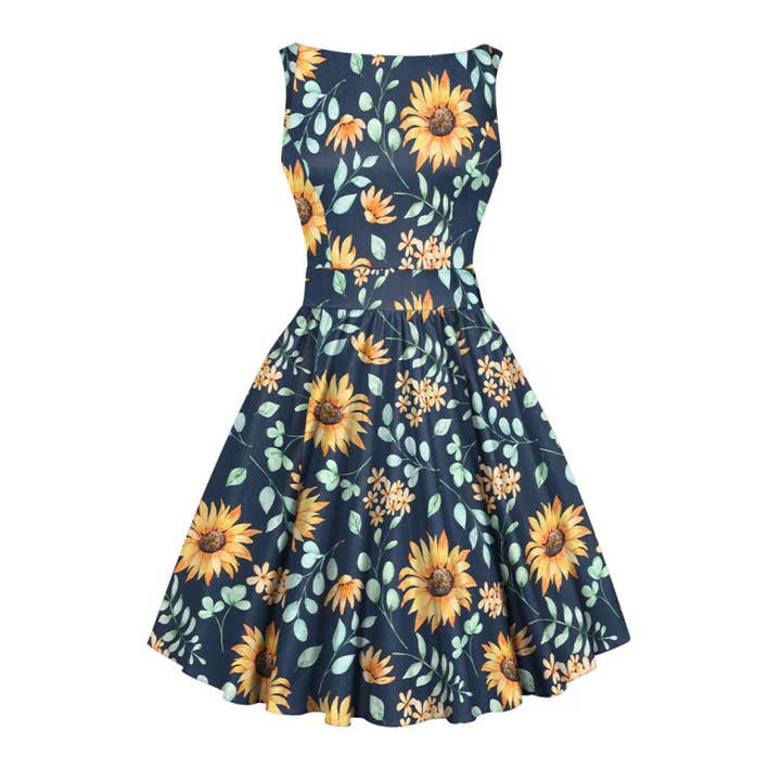 Lady V London – wholesale Dress – Women's – Tea Dress - Vintage Sunflower