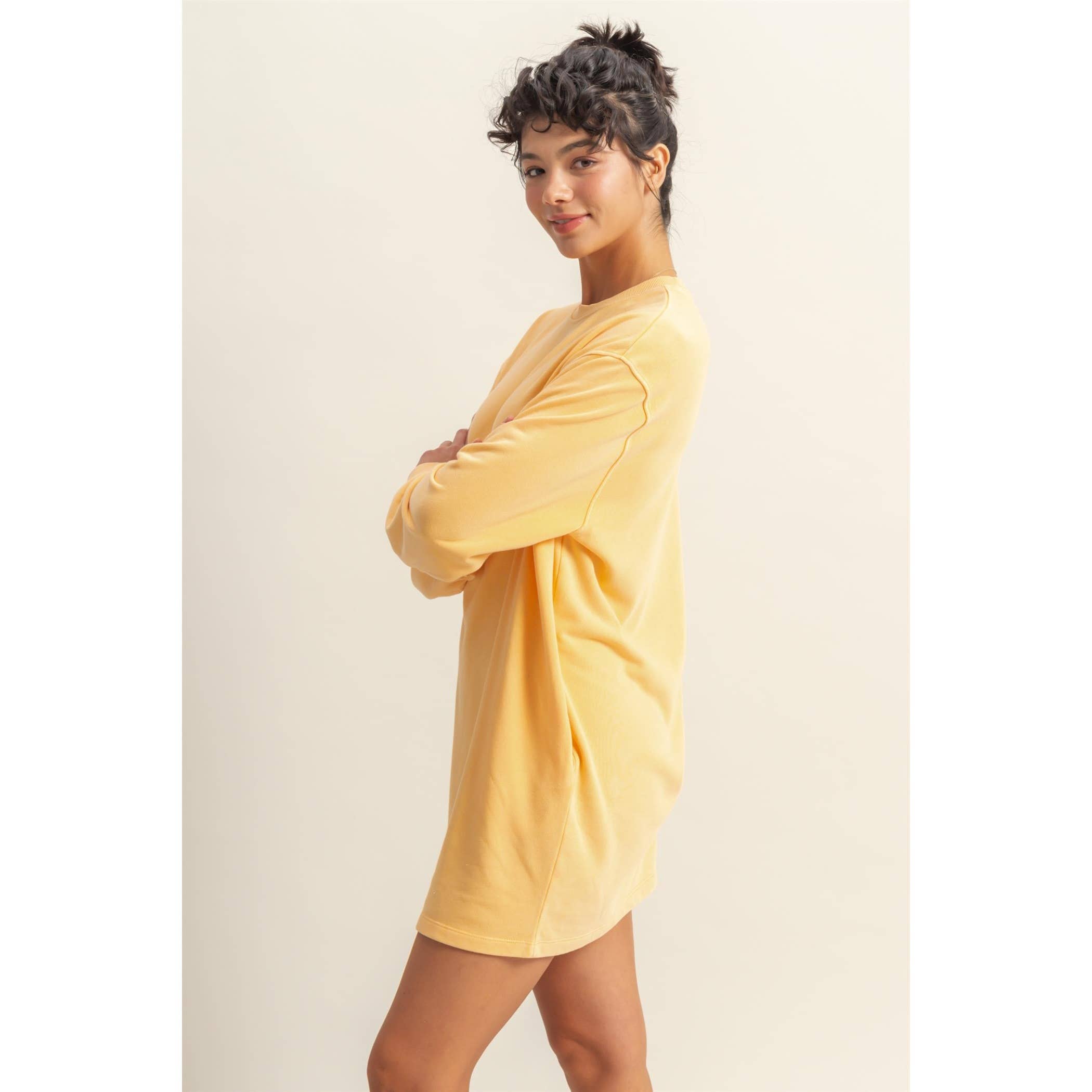 Double Zero - Wholesale Dress - Women's - Long Sleeve Oversized Mini Dress1
