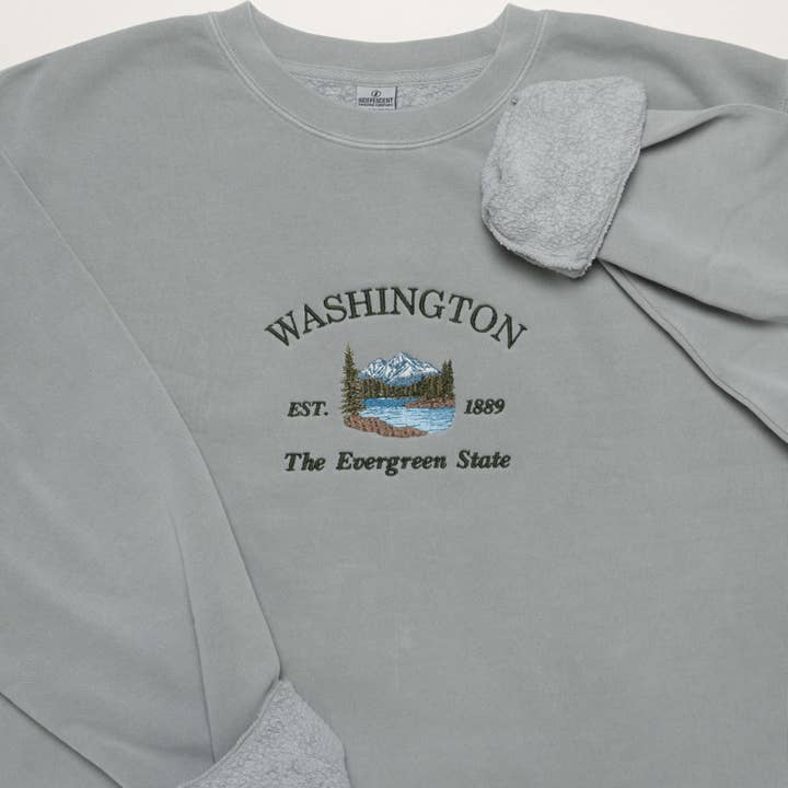 Washington Embroidered Crewneck for wholesale by Little Comfy Goods