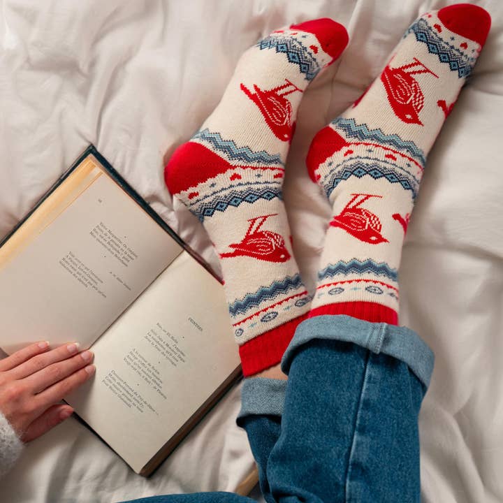 Bird Socks | Warm Socks | Red Socks | Woodland Socks for wholesale by Polar Star