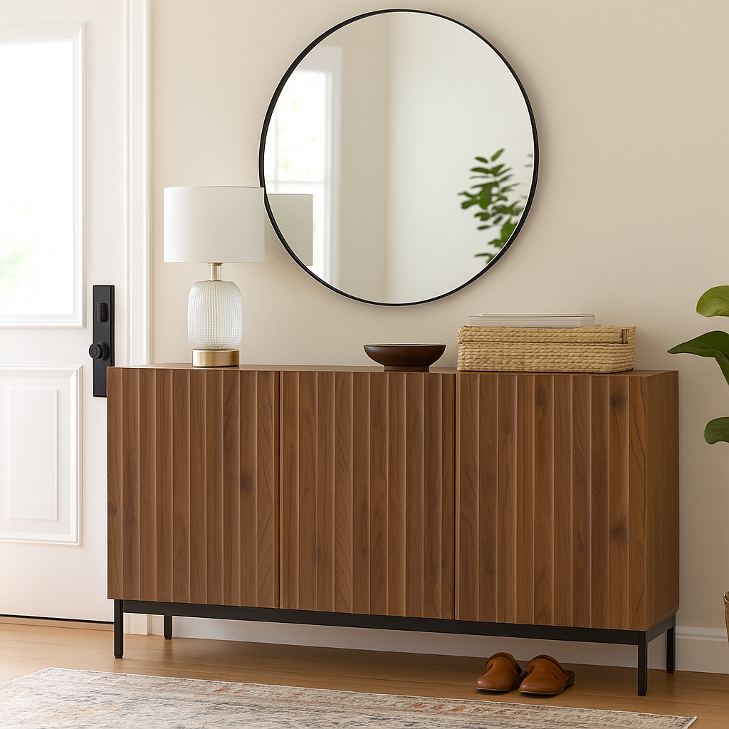 Urban Meuble – wholesale Skänk – Buffé i mörk ådrad vintage ek-effekt med vågig 3D-yta 150x40x80cm GHOTS2