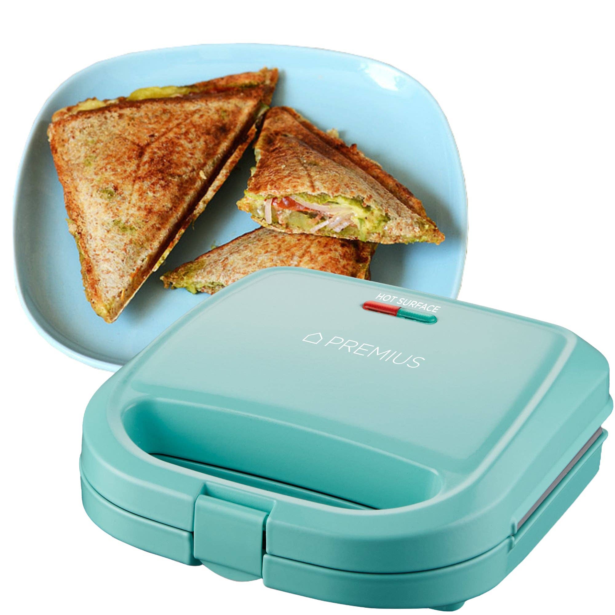 ShopBobbys - Wholesale Kitchen Appliance - PREMIUS Ceramic Non-Stick Double Slice Sandwich Maker, 8.25x4.75 Inch Mold6