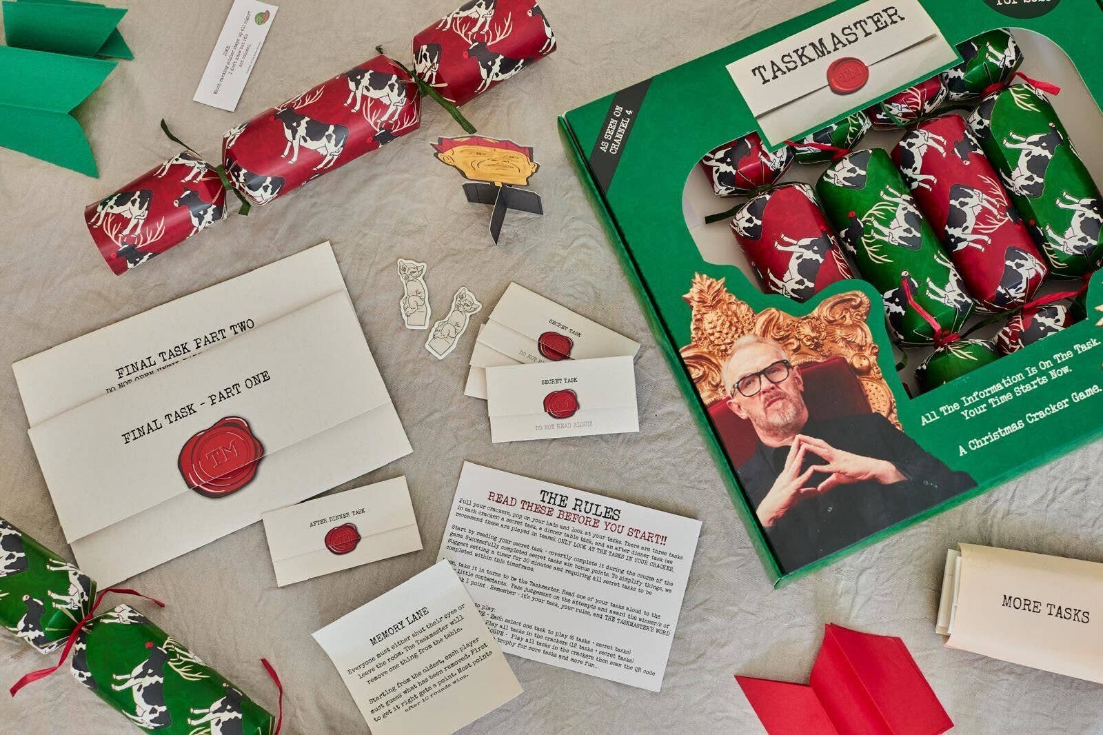 Puzzle Post Games - Wholesale Card Game - Official Taskmaster 2025 Christmas Crackers - Set of 68