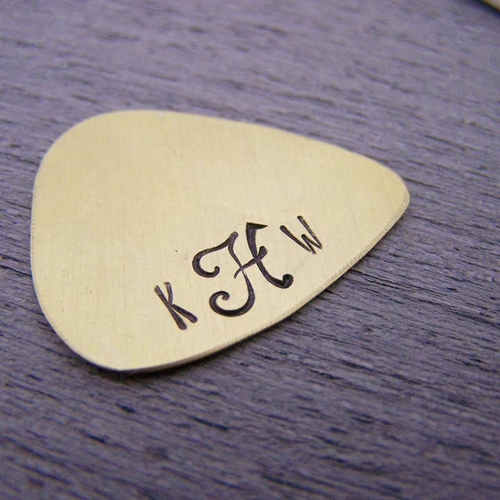 CY Design Studio - Wholesale Individual Charm/Pendant - Script Monogrammed Initial Personalized Guitar Pick1