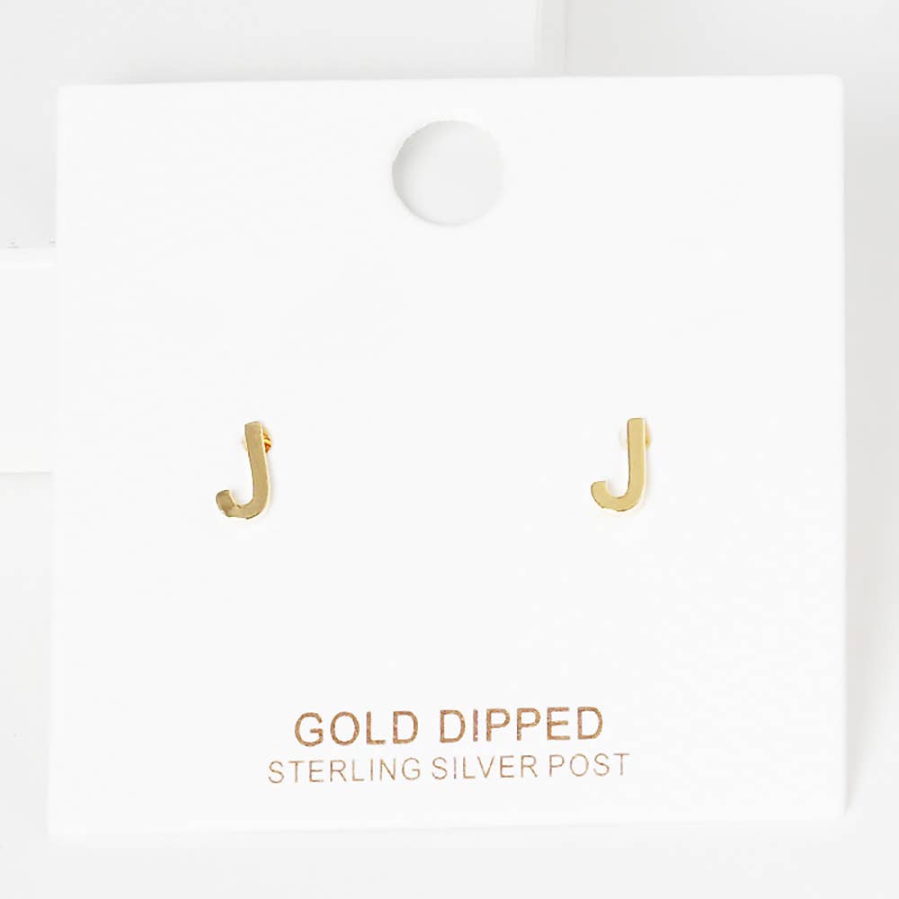 Sensibling Corp. - Wholesale Stud/Post Earrings - Gold Dipped Metal Initial Monogram Stud Earrings9