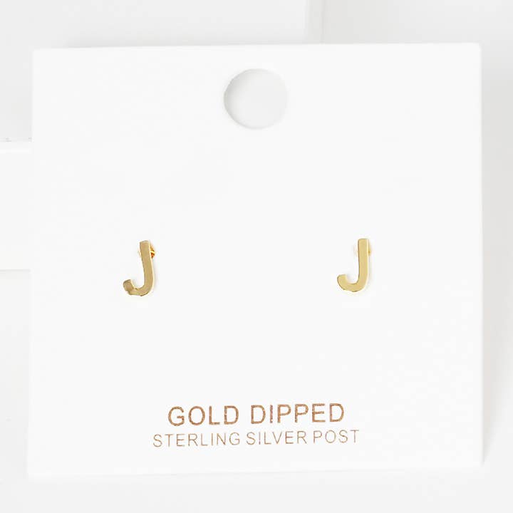 Sensibling Corp. - Wholesale Stud/Post Earrings - Gold Dipped Metal Initial Monogram Stud Earrings9