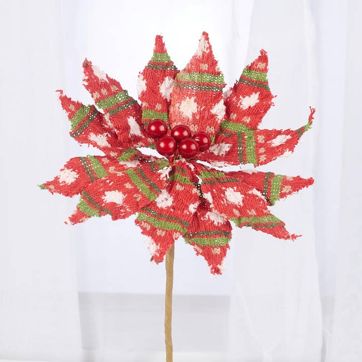 Factory Direct Craft - Wholesale Artificial Christmas Tree - 9" Artificial Red Poinsettia Pick