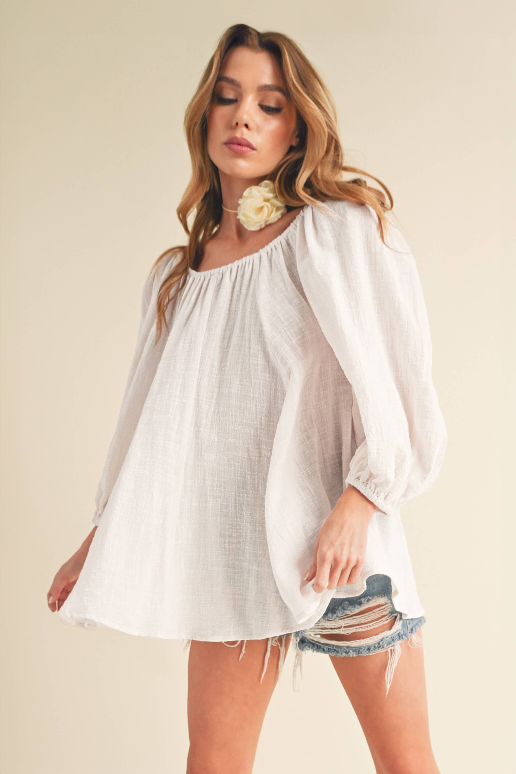 AEMI + CO - Wholesale Dress - Women's - 495DN Nately Off Shoulder Tunic Dress 611