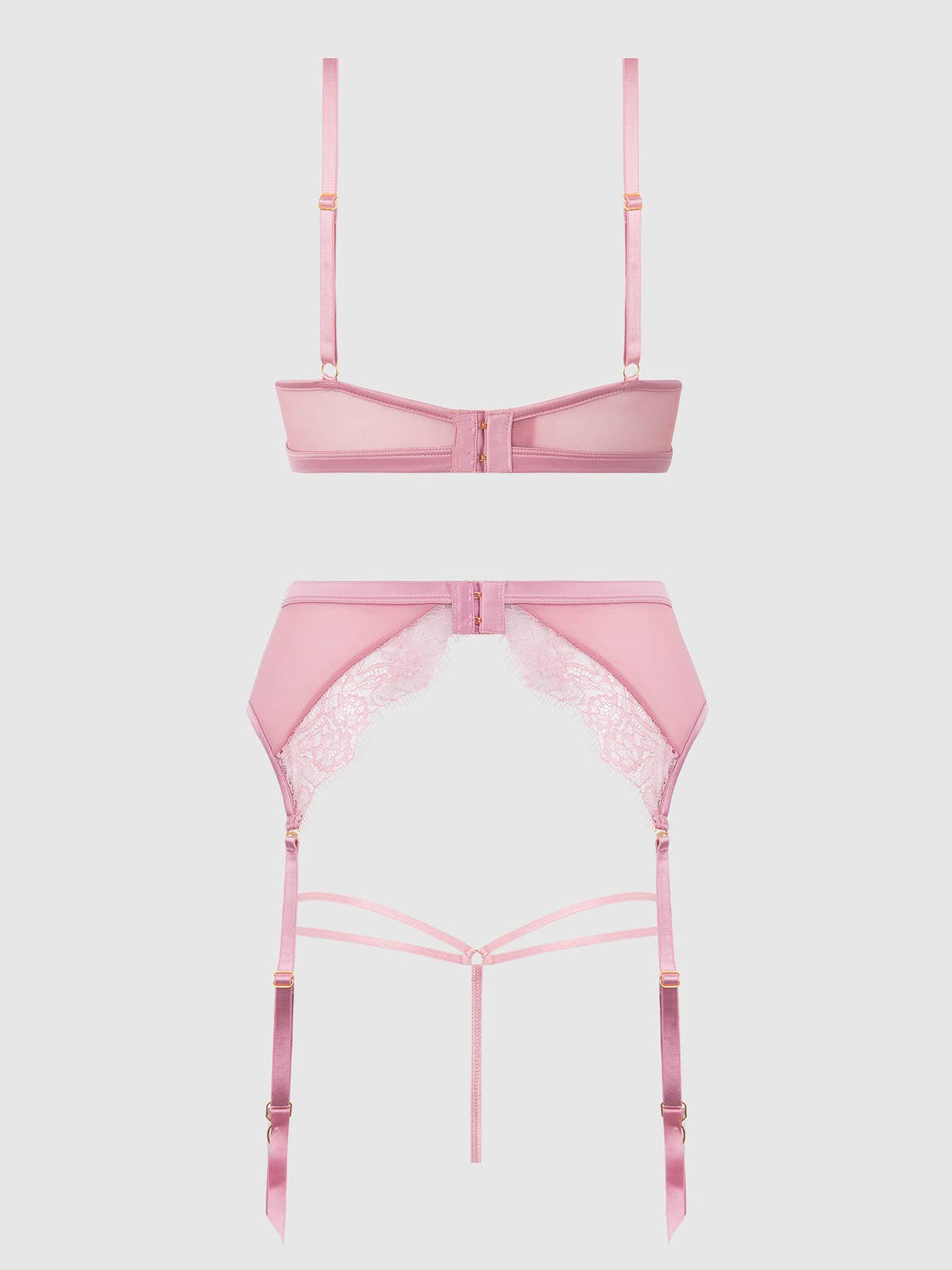 ROSA Set reggiseno, reggicalze e perizoma in satin e pizzo Blair in vendita all'ingrosso su Faire5