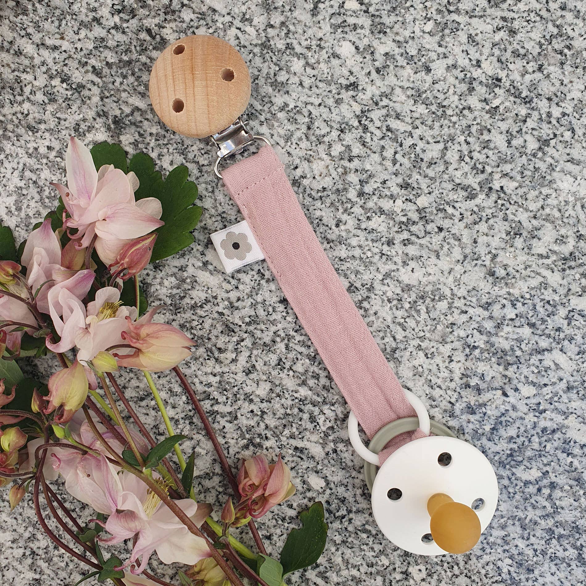 Summerville organic - Wholesale Pacifier Clip - Baby - Organic Pacifier Clip Muslin Pale Mauve9