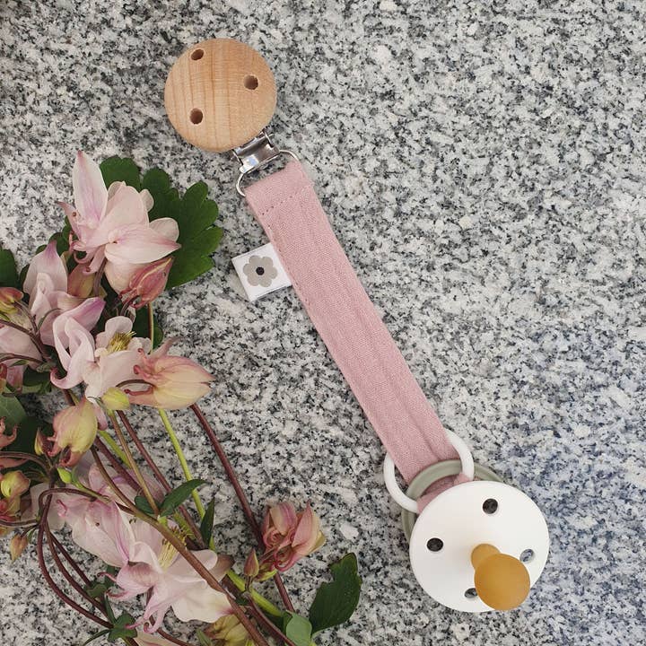 Summerville organic - Wholesale Pacifier Clip - Baby - Organic Pacifier Clip Muslin Pale Mauve9
