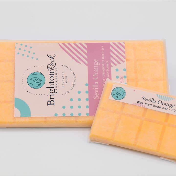 Sevilla Orange Wax Melt Snap Bar for wholesale by Brighton Rock Workshop