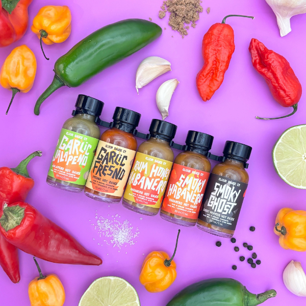 Elixir Sauce Co - Wholesale Hot Sauce - Elixir Sauce Co Mini Bottle "Hot Sauce Flight" Gift Box 2