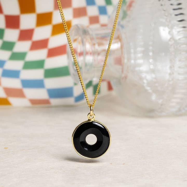 Black Onyx 14k Gold Filled Curb Chain Rounded Gemstone Necklace for wholesale by Soul & Little Rose