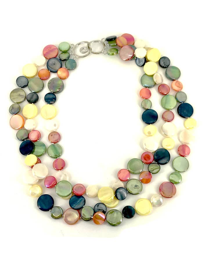 252008 - Collier à 3 rangs Orange, Noir et Jaune pour la vente par Sea Lily