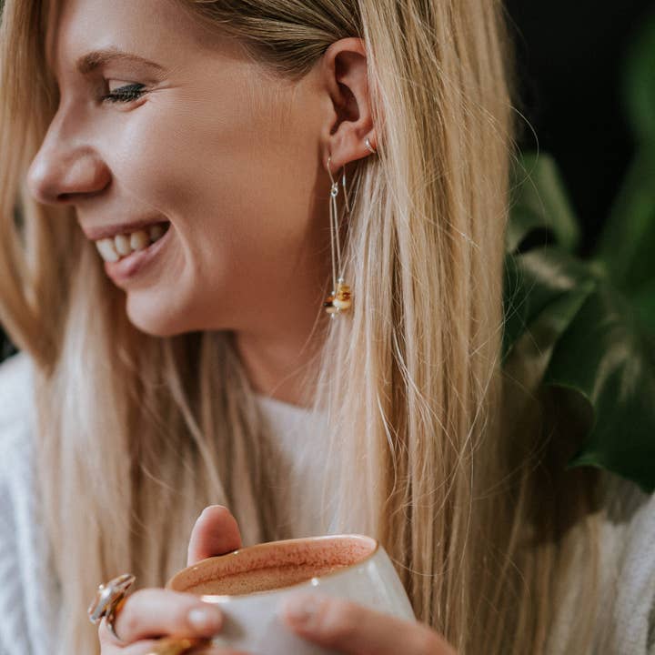 Long Amber Earrings Baltic Amber Drop Earrings Silver for wholesale by Marcin Waryszak