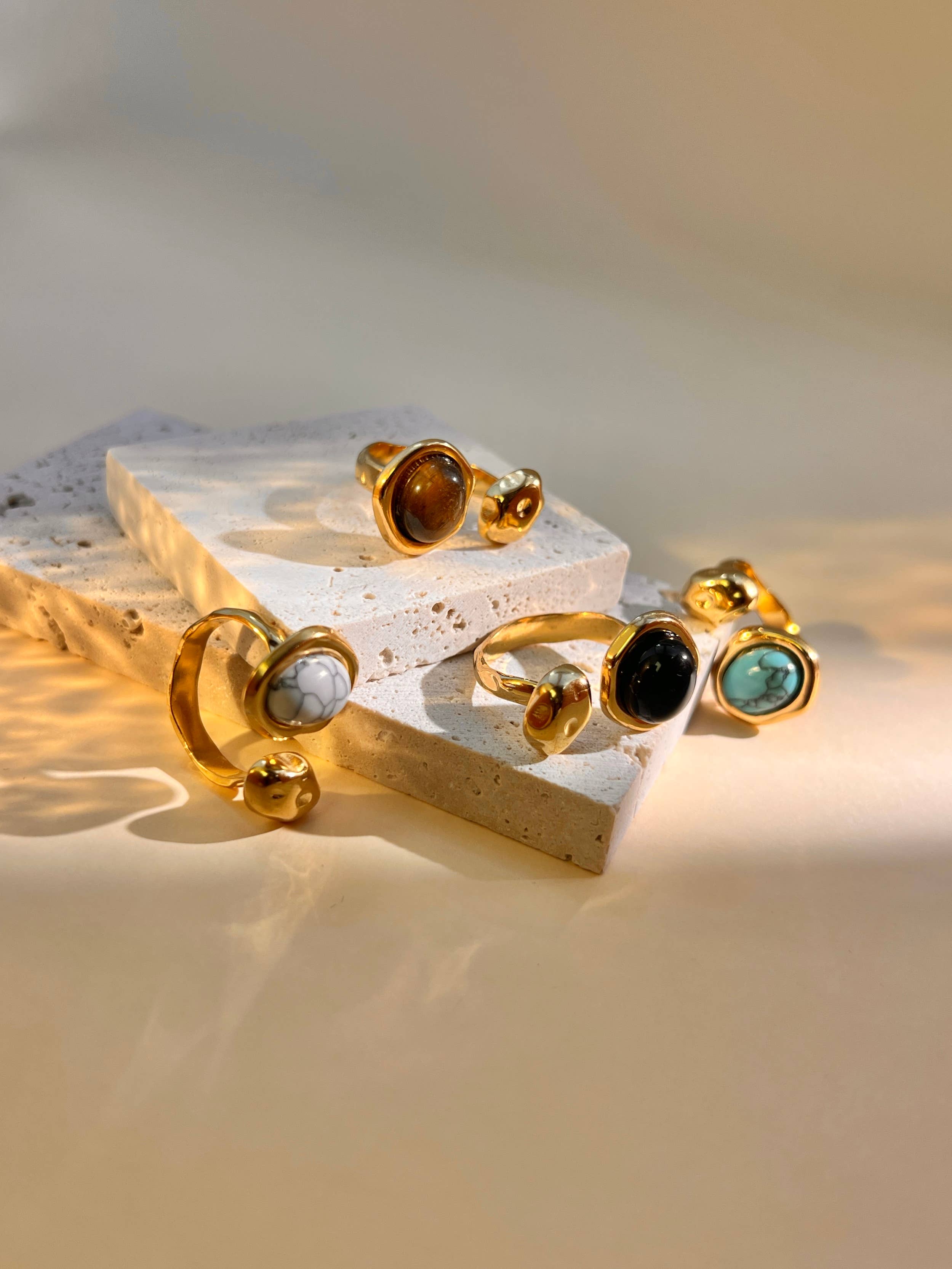 COSMOS - Wholesale Single Stone/Solitaire Ring - Adjustable stainless steel and natural stone ring5