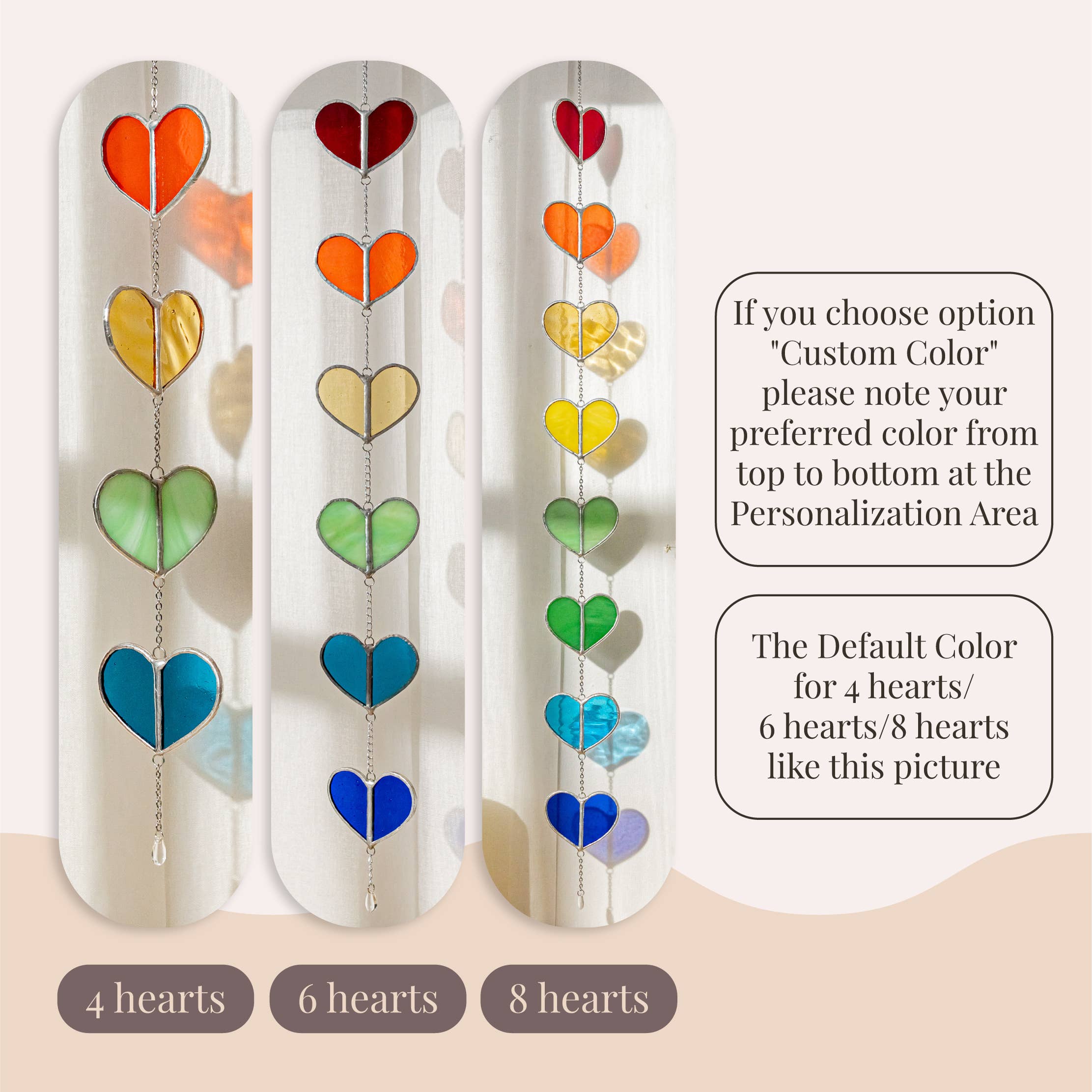 MondoBellissimo - Vendita all'ingrosso Bandierine/Ghirlande - Ghirlanda a cuore in vetro colorato F221