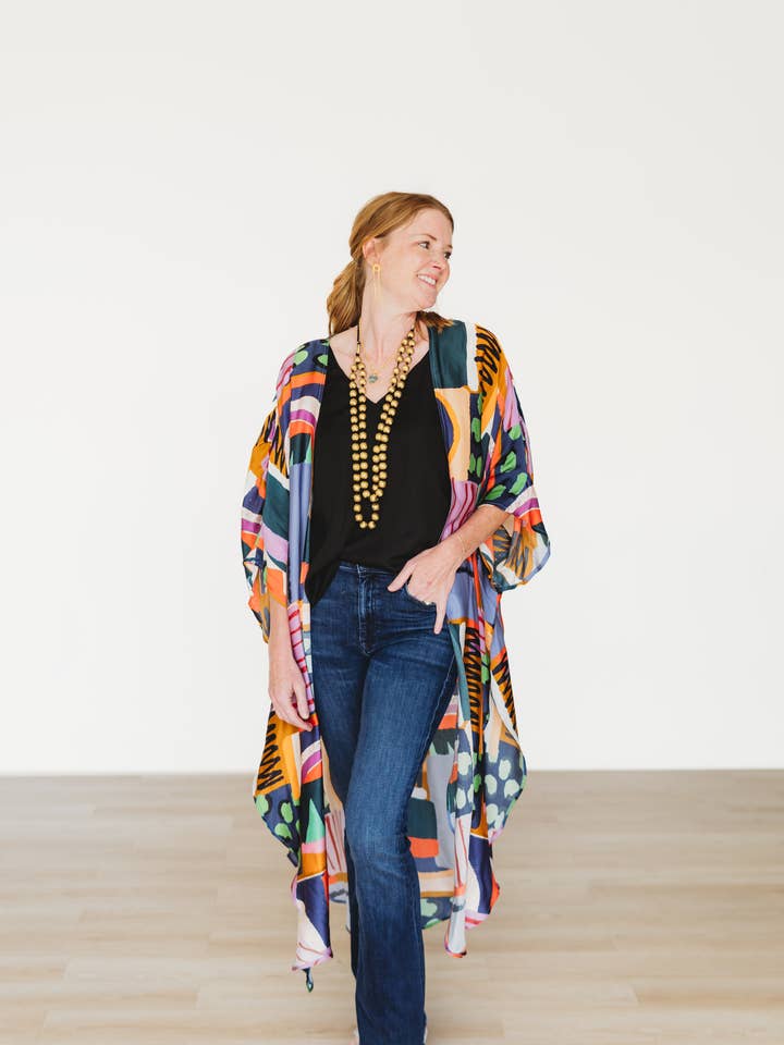Over the Rainbow Long Kimono for wholesale by Winton and Waits