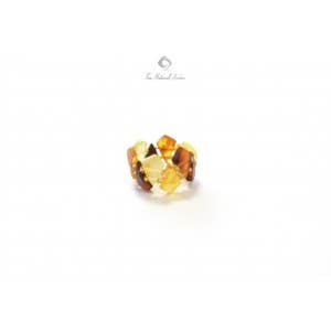 The Natural Amber - Wholesale Band/Stacked Ring - Multicolor Raw Baltic Amber Ring on Elastic Band1