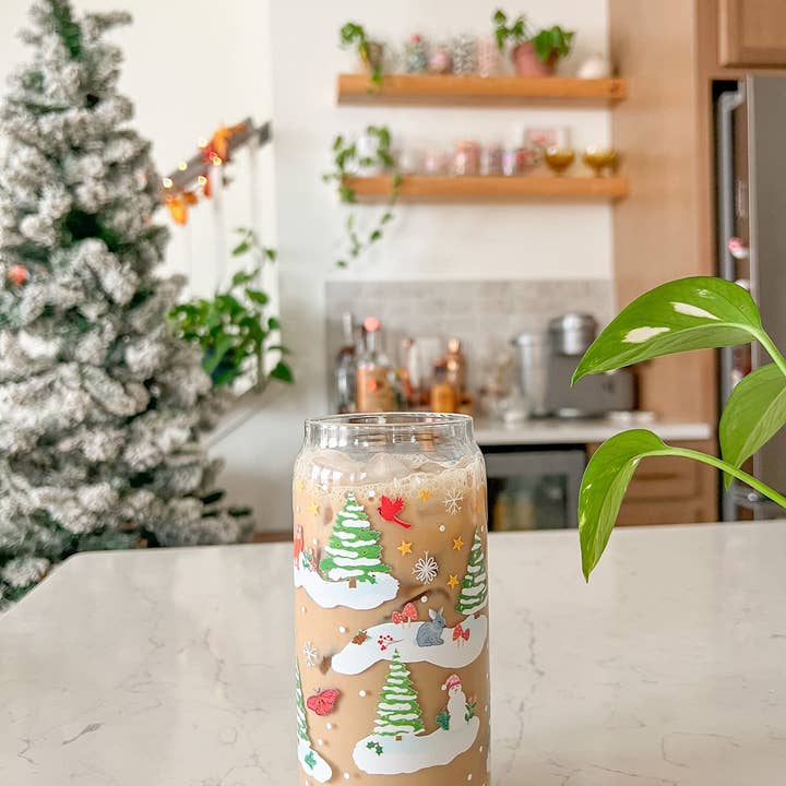 Hart and Flora Shop - Wholesale Drinking Glass/Cup - 20oz Woodland Winter1