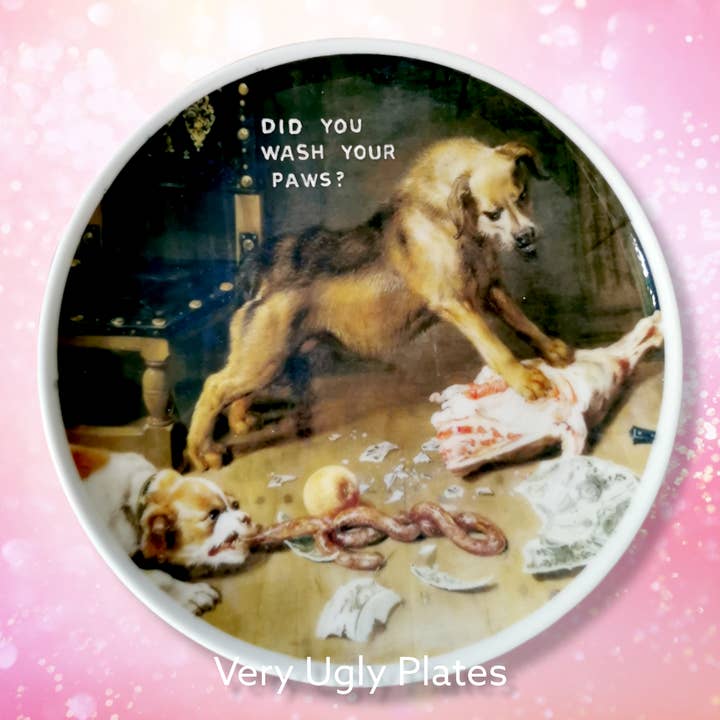 did you wash your paws wall plate for wholesale by Very Ugly Plates