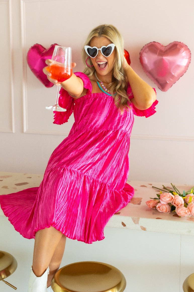 Rose Robe Versi plissée, rose en vente sur Faire4