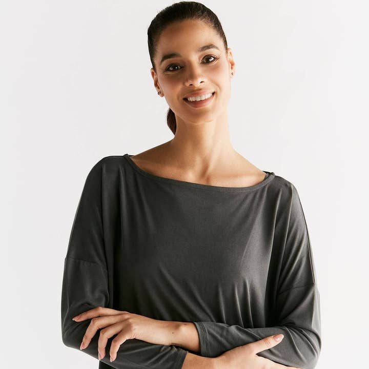 Camiseta larga de yoga T1111 Tencel™ Active para mujer para venta al por mayor de Leela Cotton