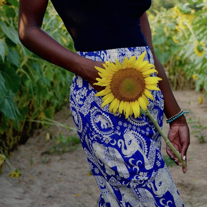 Tribal Elephant Pants- Blue for wholesale by The Elephant Temple