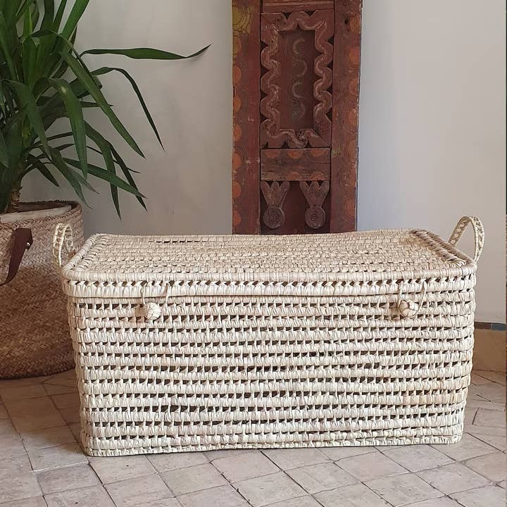 Melecraft - Wholesale Storage Bin - Wicker Storage Trunk -Palm Leaf Storage Chest Storage Basket7