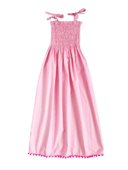 Piccoli Principi Swimwear - Vente Robe – enfant - Robe longue S56 Malta à pompon rose