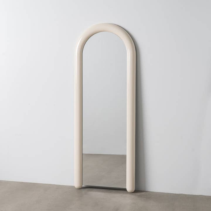 Hand-Finished White Gloss Floor Mirror for wholesale by Decor Petit