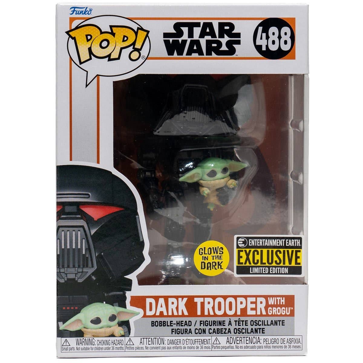 Fundom - Vente Figurine – enfant - Funko Pop! Star Wars : The Mandalorian Dark Trooper avec Grogu Glow-in-the-Dark Figurine en Vinyle Exclusive Entertainment Earth8