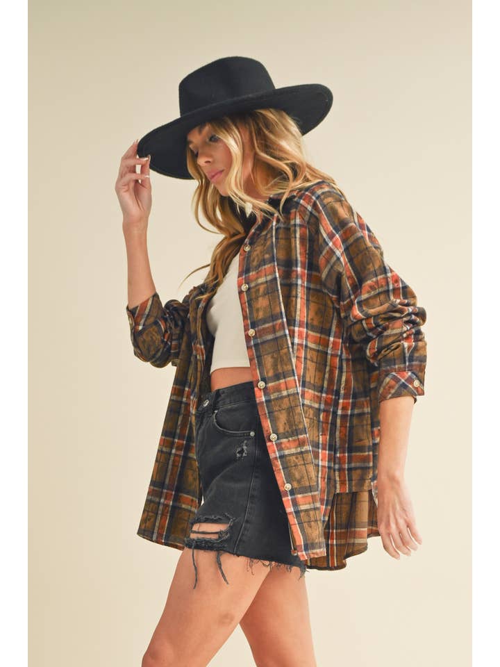 AEMI + CO – wholesale Tröja med knappar – Dam – 8323DN Laura skjorta i tvättat rutigt flanelltyg29