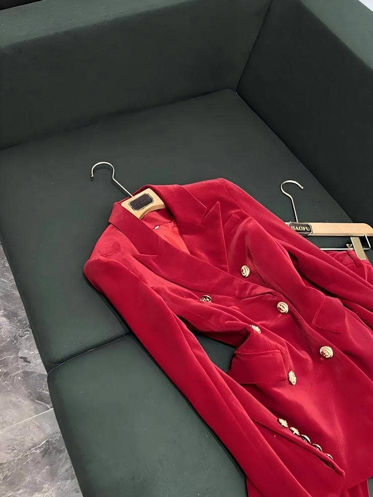 Sanyao Fashion – Engroshandel Habitter – til kvinder – SY517Y Fløjl Skræddersyet Jakkesæt til Kvinder – Blazer & Bukser6