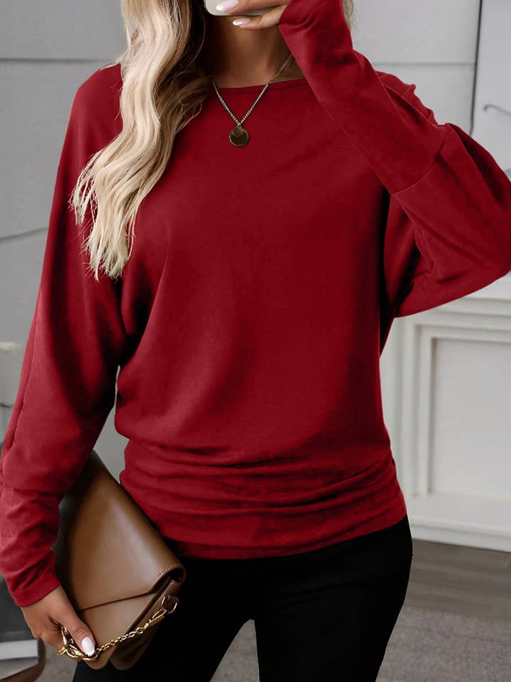 Lovesoft - Wholesale T-Shirt - Women's - Four Leaf Clover Solid Color Extended Cuffs Long Sleeve Top5