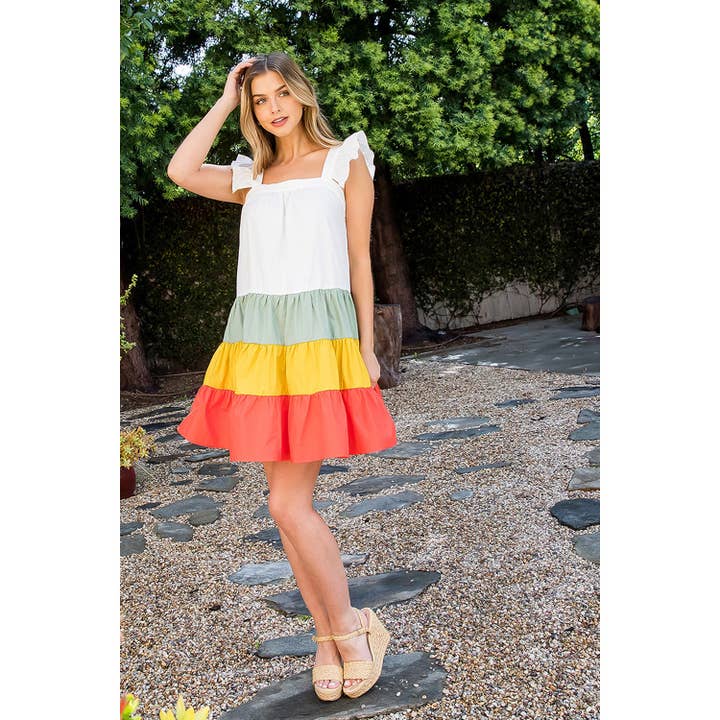 SAGE Poplin Colorblocked Dress for wholesale on Faire