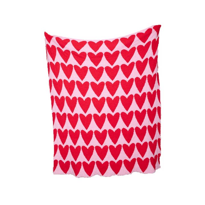 Hot Pink Girly Red Hearts Valentine's Oversized Throw Blanket for wholesale on Faire2