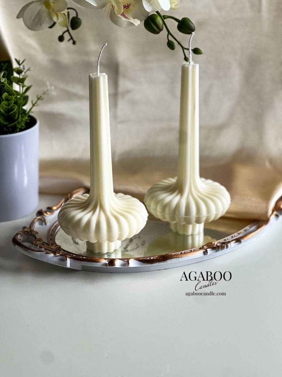 Agaboo Candle - Wholesale Pillar Candle - Elegant Large Striped Vase Pillar Candles 8