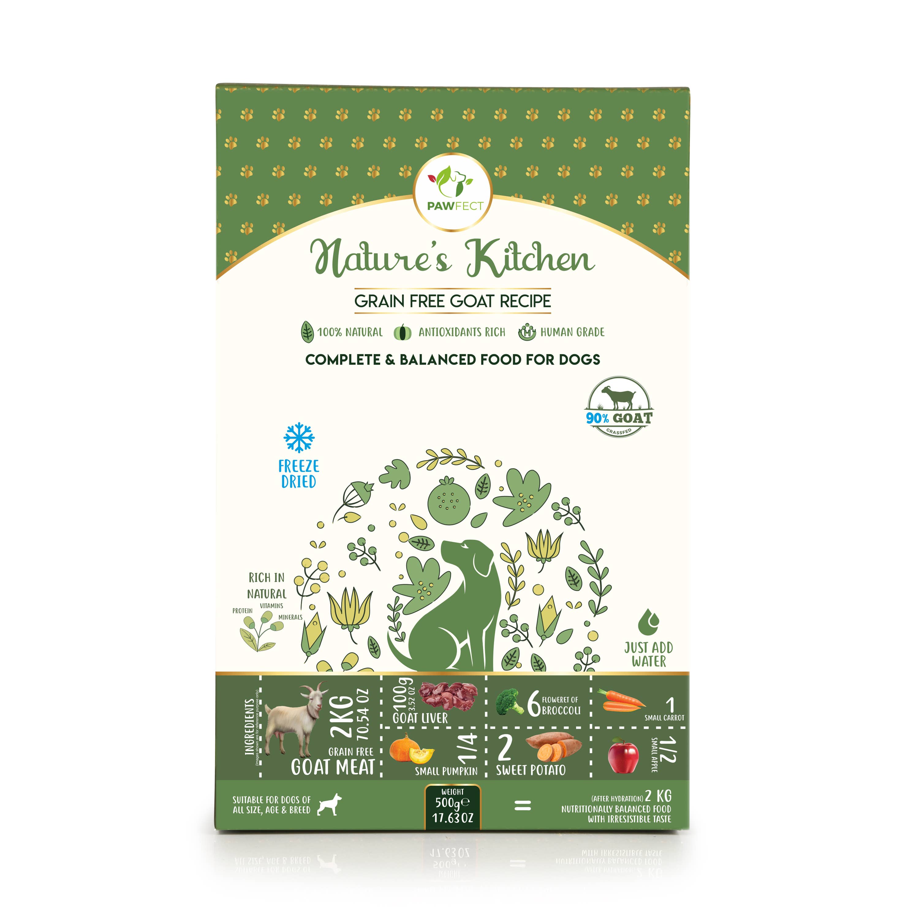 PawFect nourritures lyophilisées recette chèvre 500 g pour la vente par Finest Petfoods