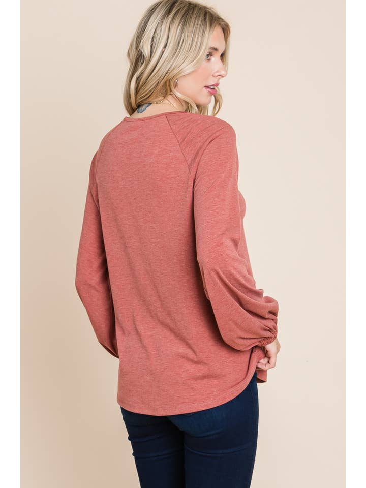 Emerald Collection – Engroshandel Tunika - Dame – ETK-8647 Casual V-hals Grundlæggende Langærmet Top4