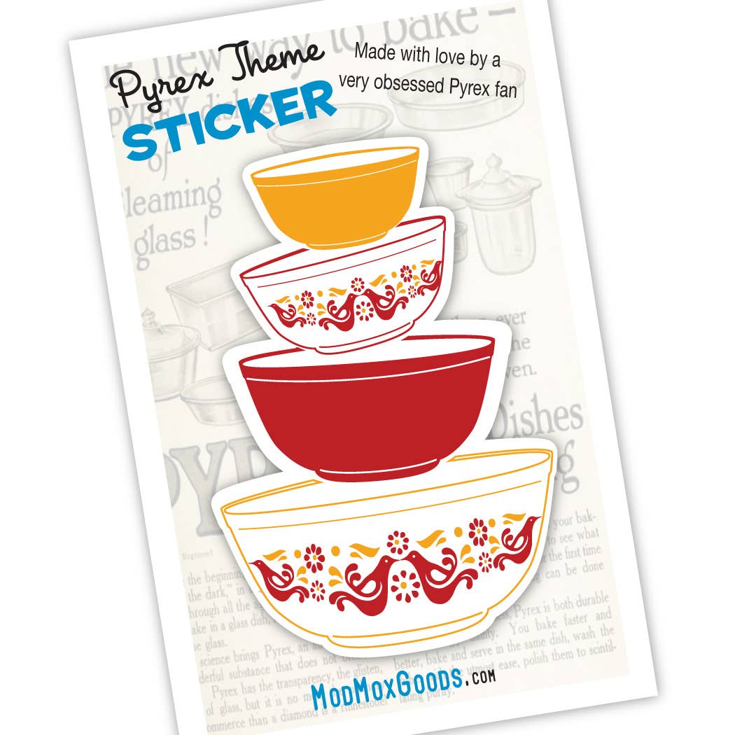 ModMoxGoods - Wholesale Sticker - Sticker Pyrex Friendship Bowls Stack 3 Inch1