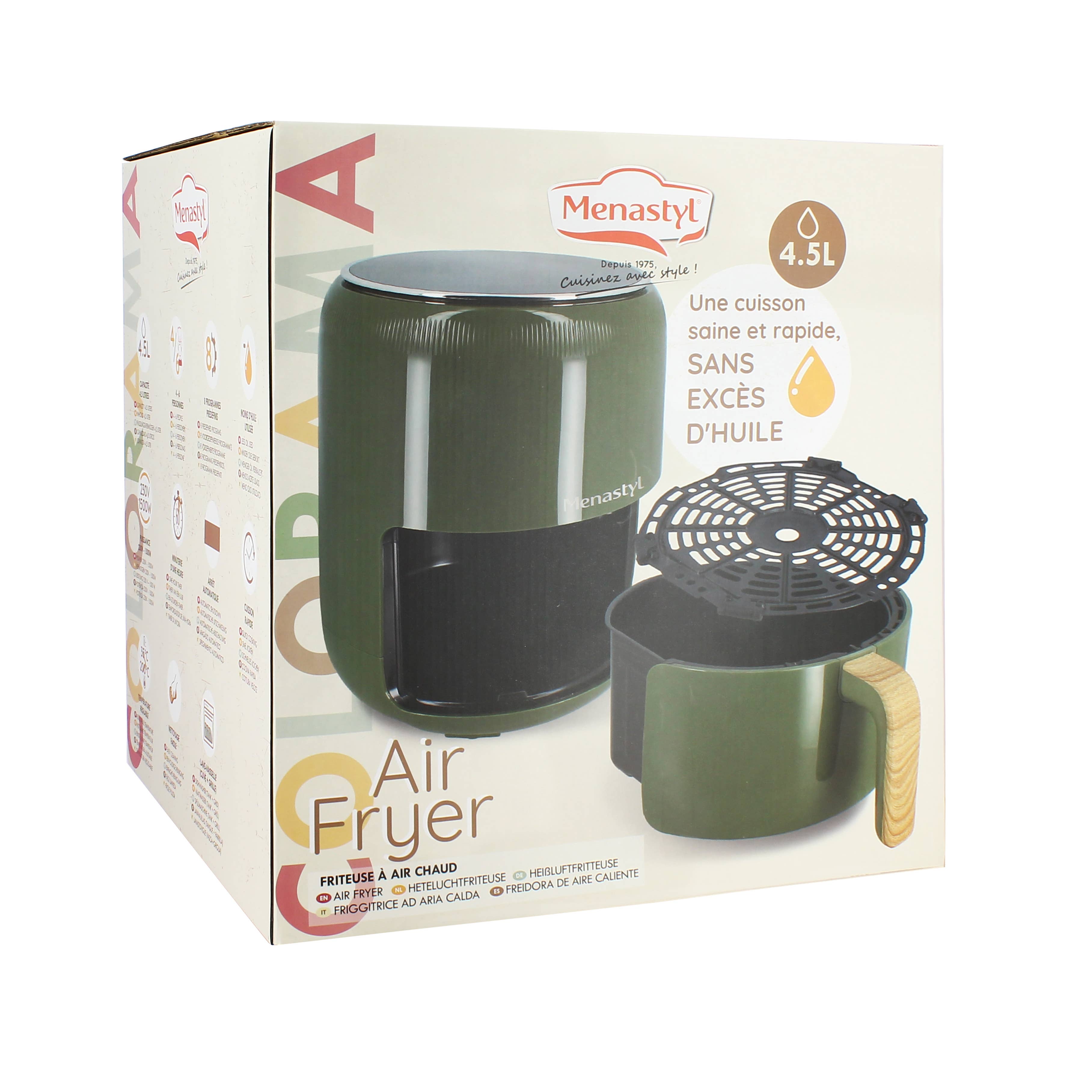 Menastyl - Wholesale Kitchen Appliance - Oil-free fryer 4.5l colorama olive wood effect handle6
