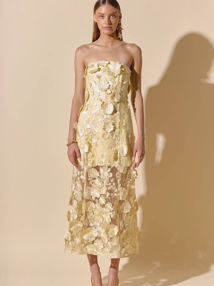 Stropløs blomsterbroderet maxikjole for engroshandel hos Endless Rose