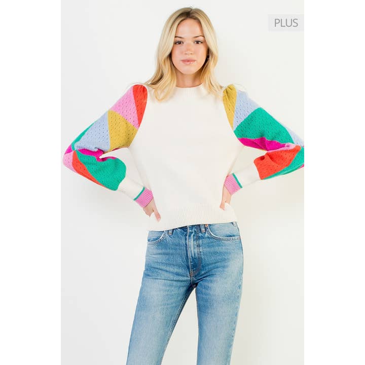 /Størrelse XL/ Striktrøje med farveblokærmer for engroshandel hos THML