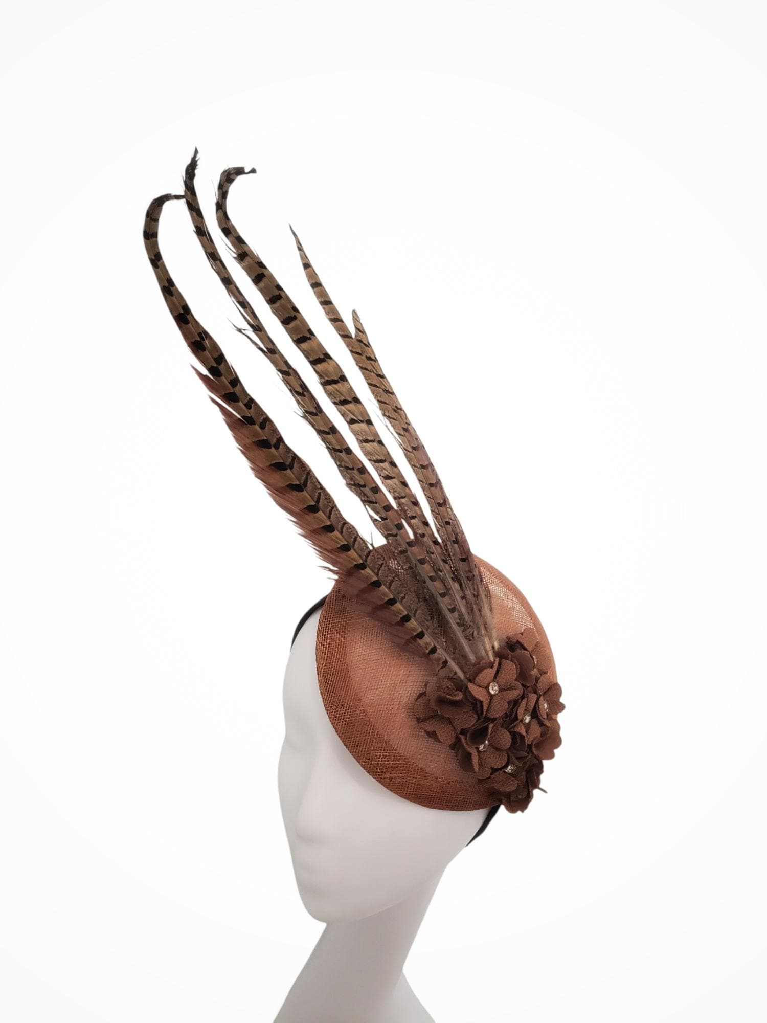 Rehoboth Hats - Wholesale Fascinator Hat - Women's - Sinamay Pillbox Hat with Pheasant Feathers for Events4