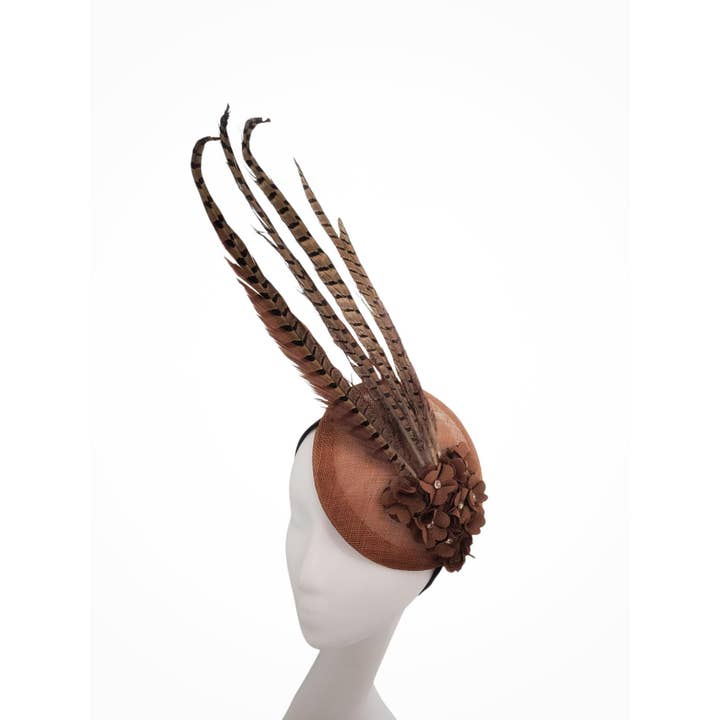 Rehoboth Hats - Wholesale Fascinator Hat - Women's - Sinamay Pillbox Hat with Pheasant Feathers for Events4