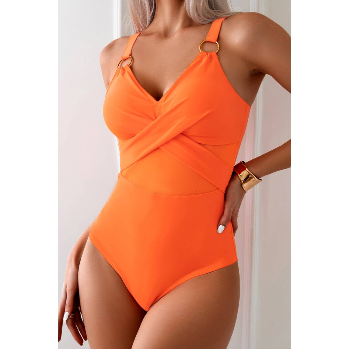 Elings - Vendita all'ingrosso Costume intero - Donna - Costume intero con spalline regolabili incrociate e pizzo10